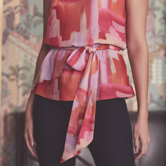 ✨Host Hot Pick✨MELANIE LYNE: Belted Sleeveless Top - red/orange - Picture 3 of 6